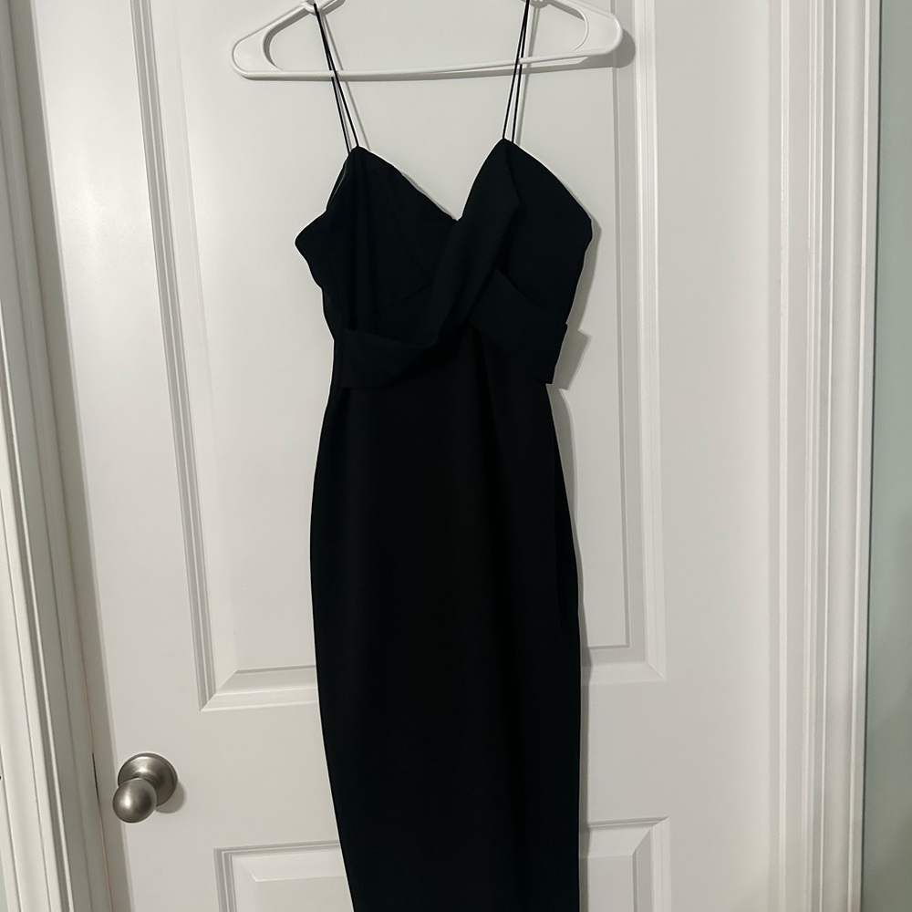 Versona Black Midi Dress with Spaghetti Straps